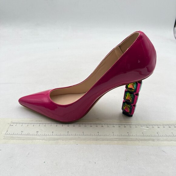 FSJ Pink Heels with Multicolor Gem Heel - Picture 2 of 8